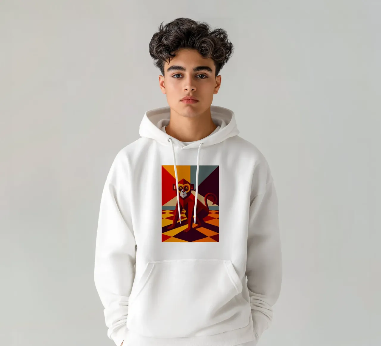 mono dibujo vectorial sudadera con capucha de alghonee