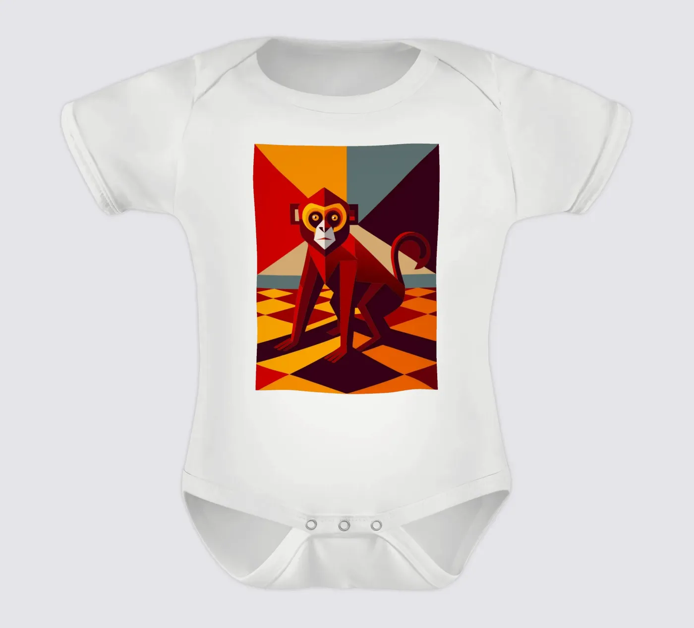 monkey vector art drawing babyrompertje korte mouwen van alghonee