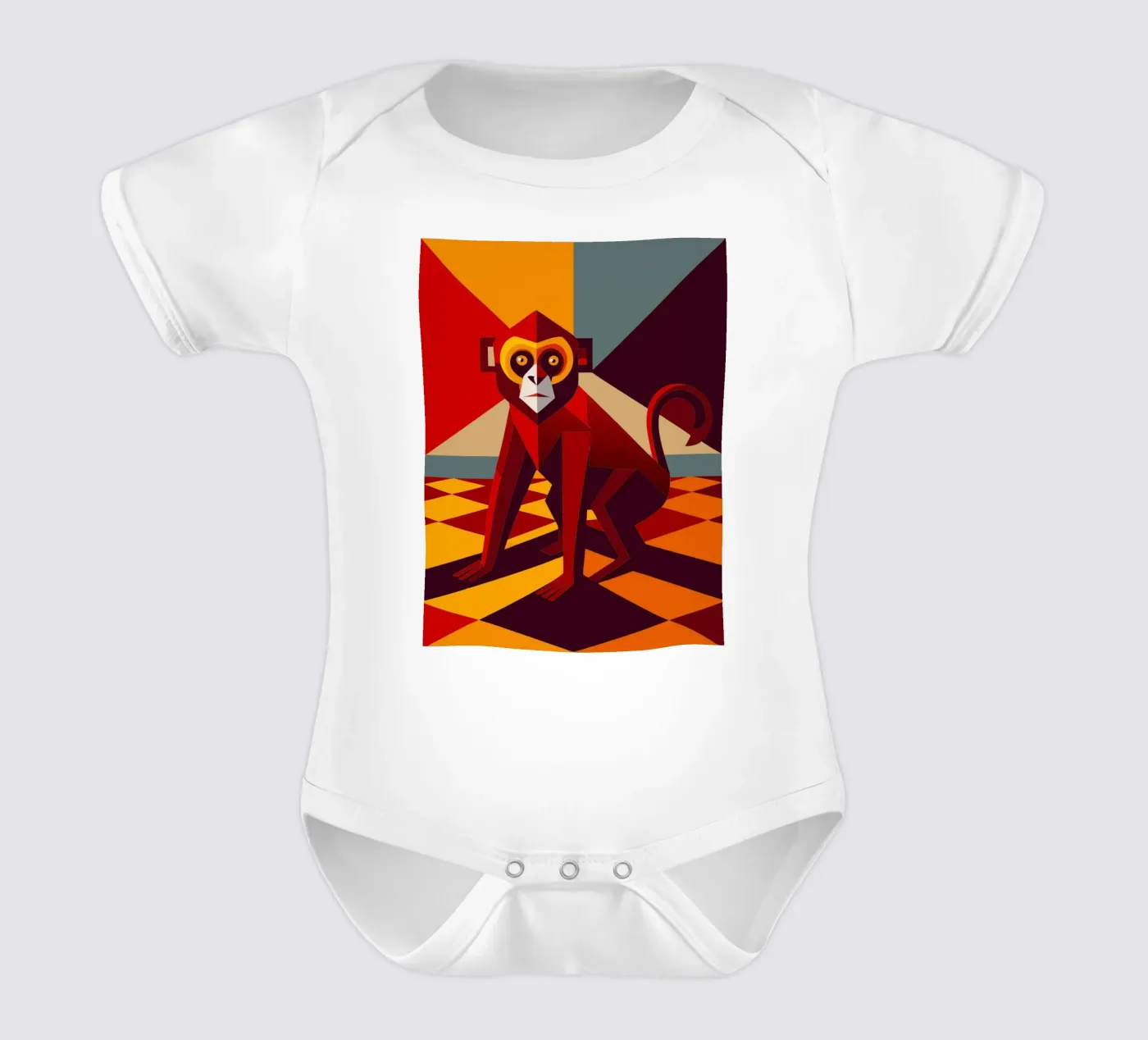 monkey vector art drawing babyrompertje korte mouwen van alghonee