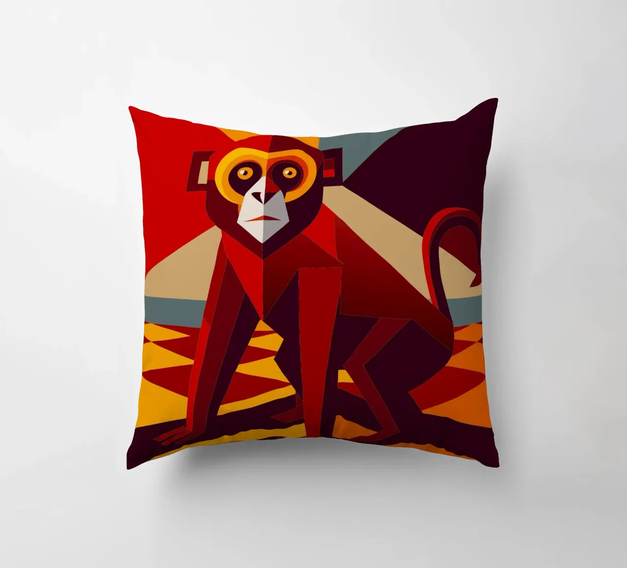 monkey vector art drawing decorative cushion by alghonee