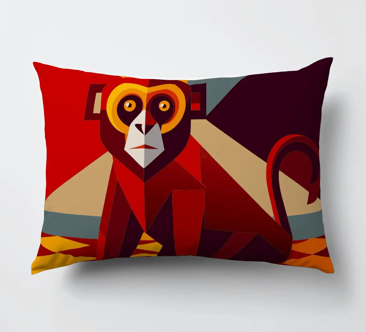 monkey vector art drawing decorative cushion by alghonee