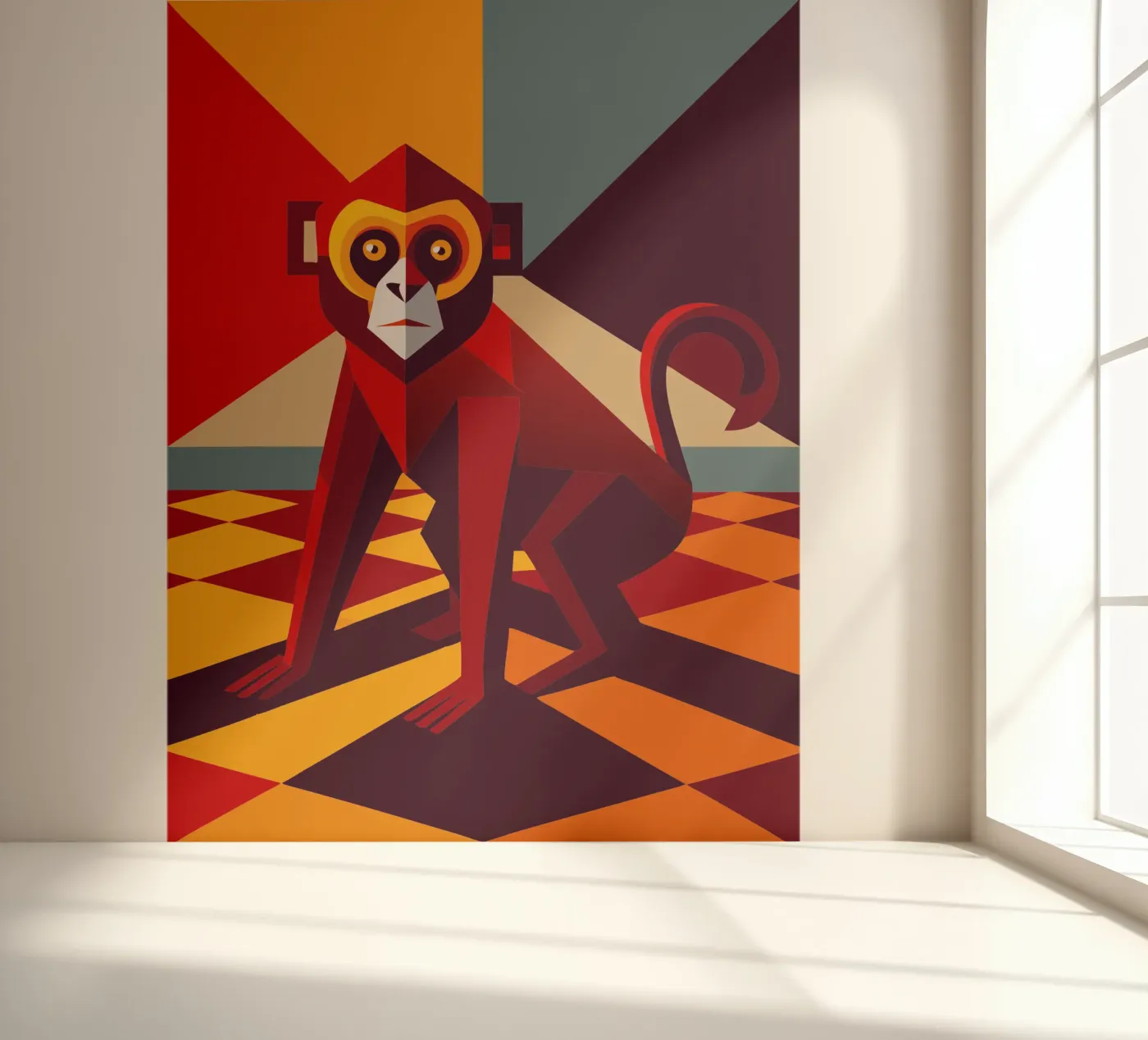 aap vector kunst tekening fotobehang van alghonee