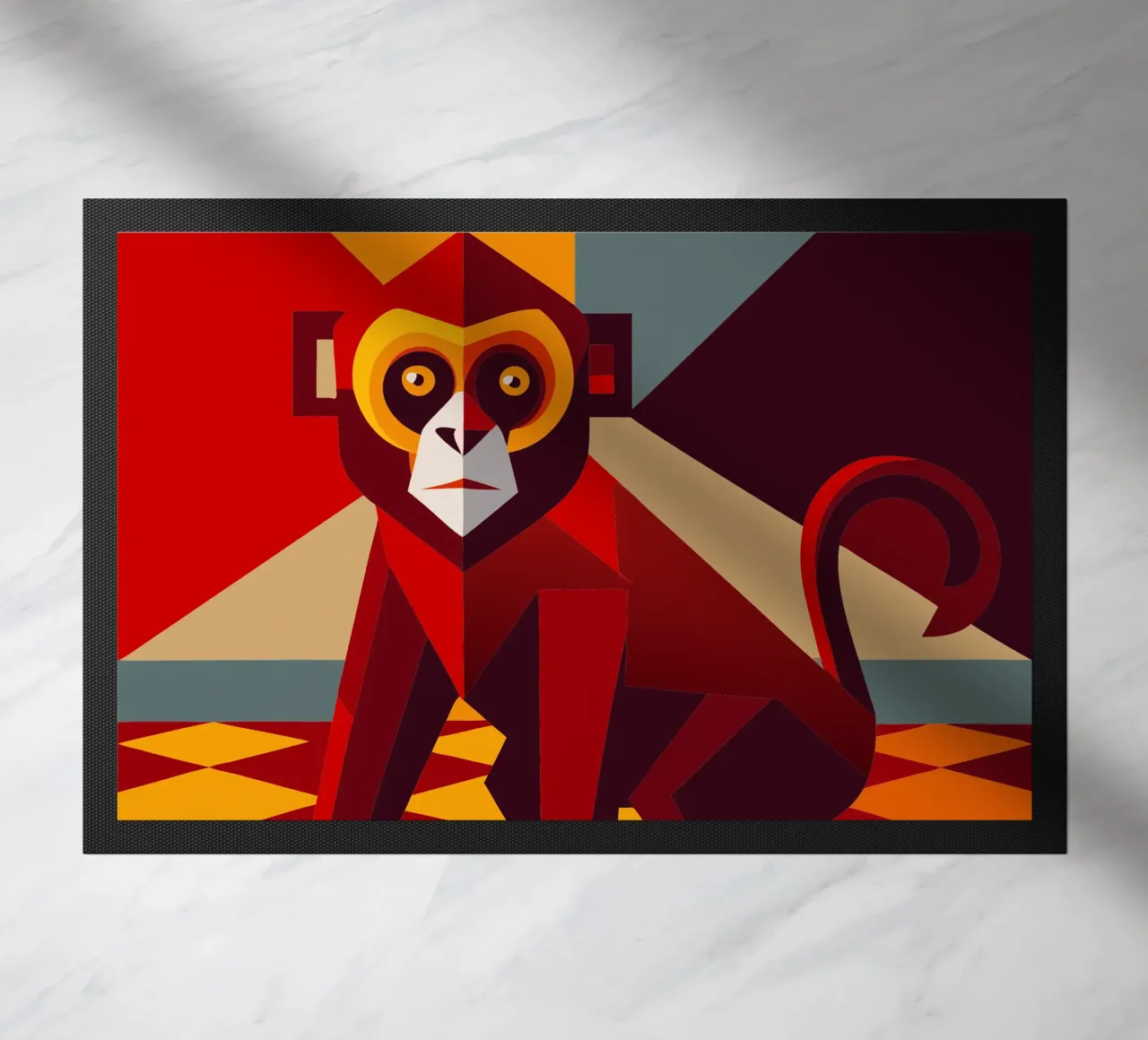 monkey vector art drawing doormat by alghonee