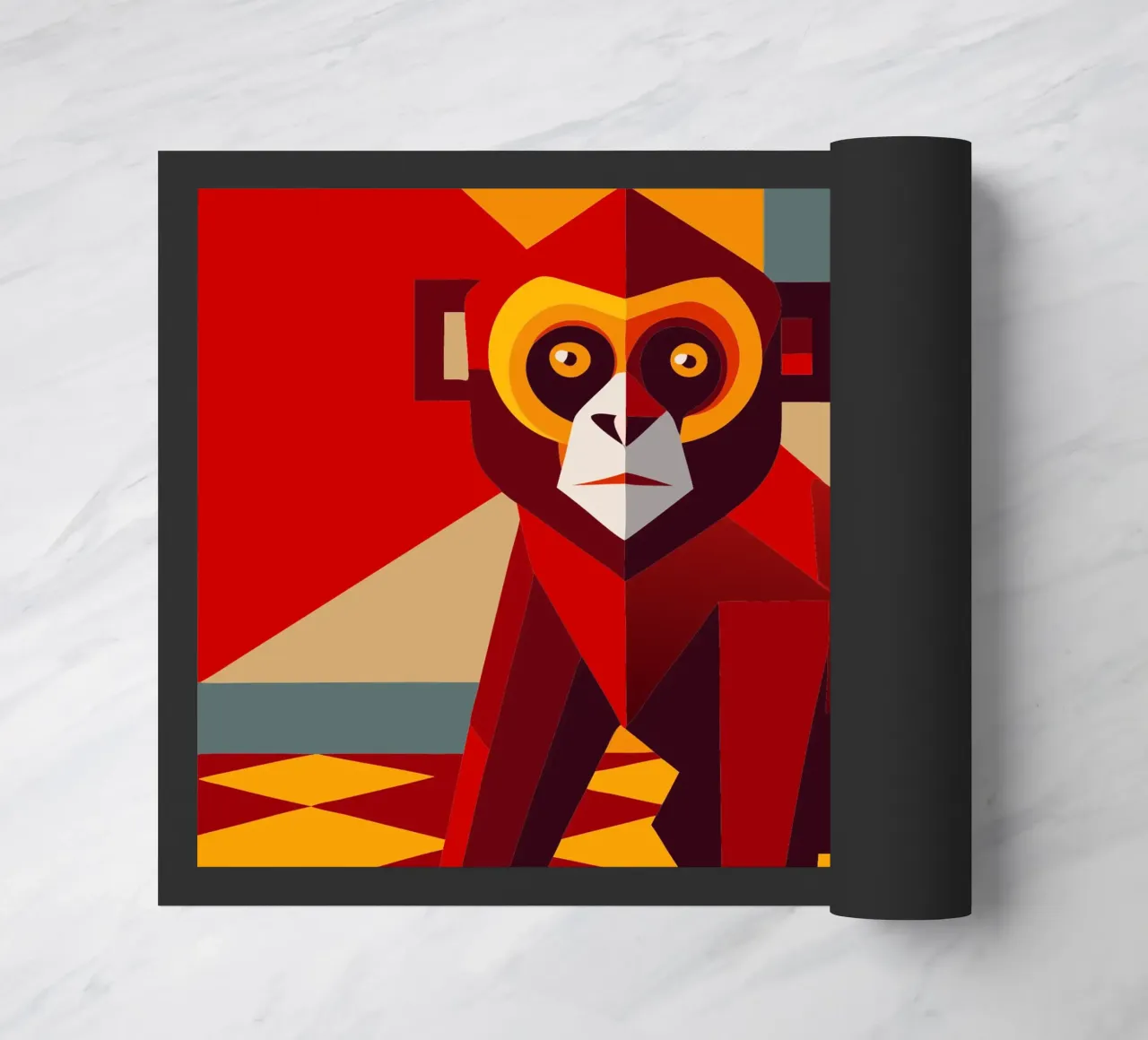 monkey vector art drawing doormat by alghonee