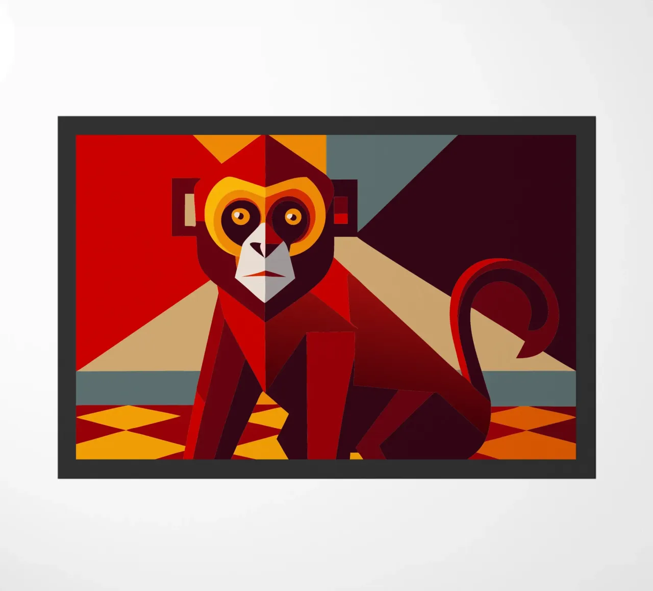 monkey vector art drawing doormat by alghonee