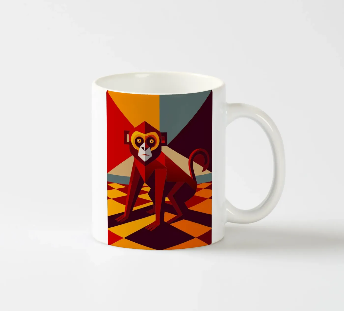 monkey vector art drawing ceramic mug by alghonee