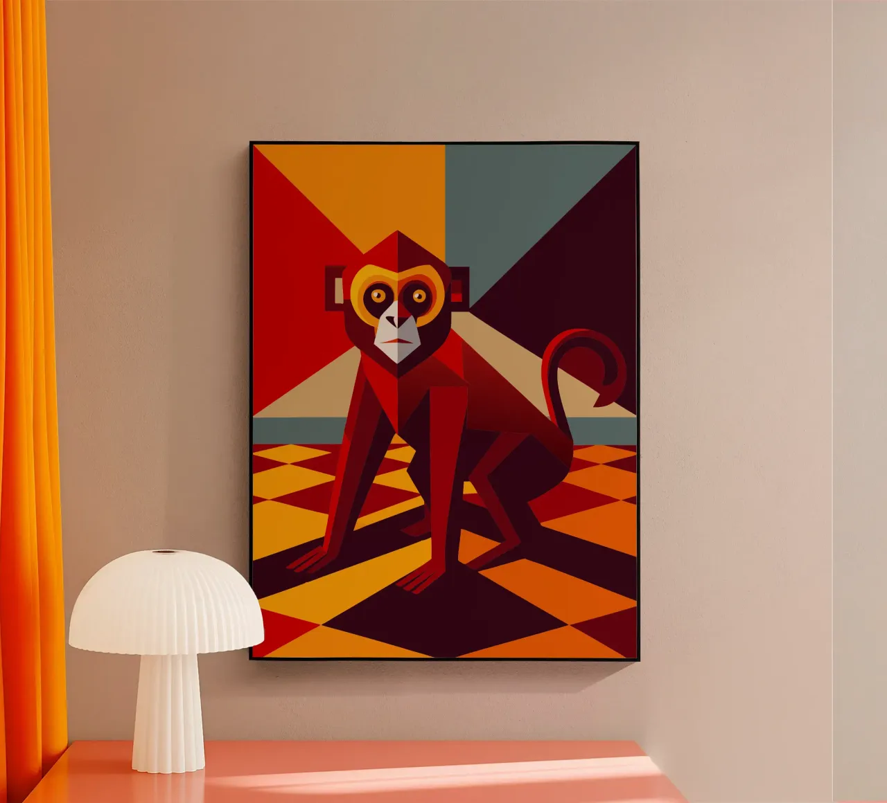 monkey vector art drawing acrylic glass by alghonee