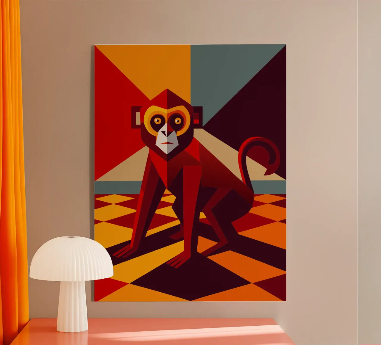 monkey vector art drawing acrylic glass by alghonee