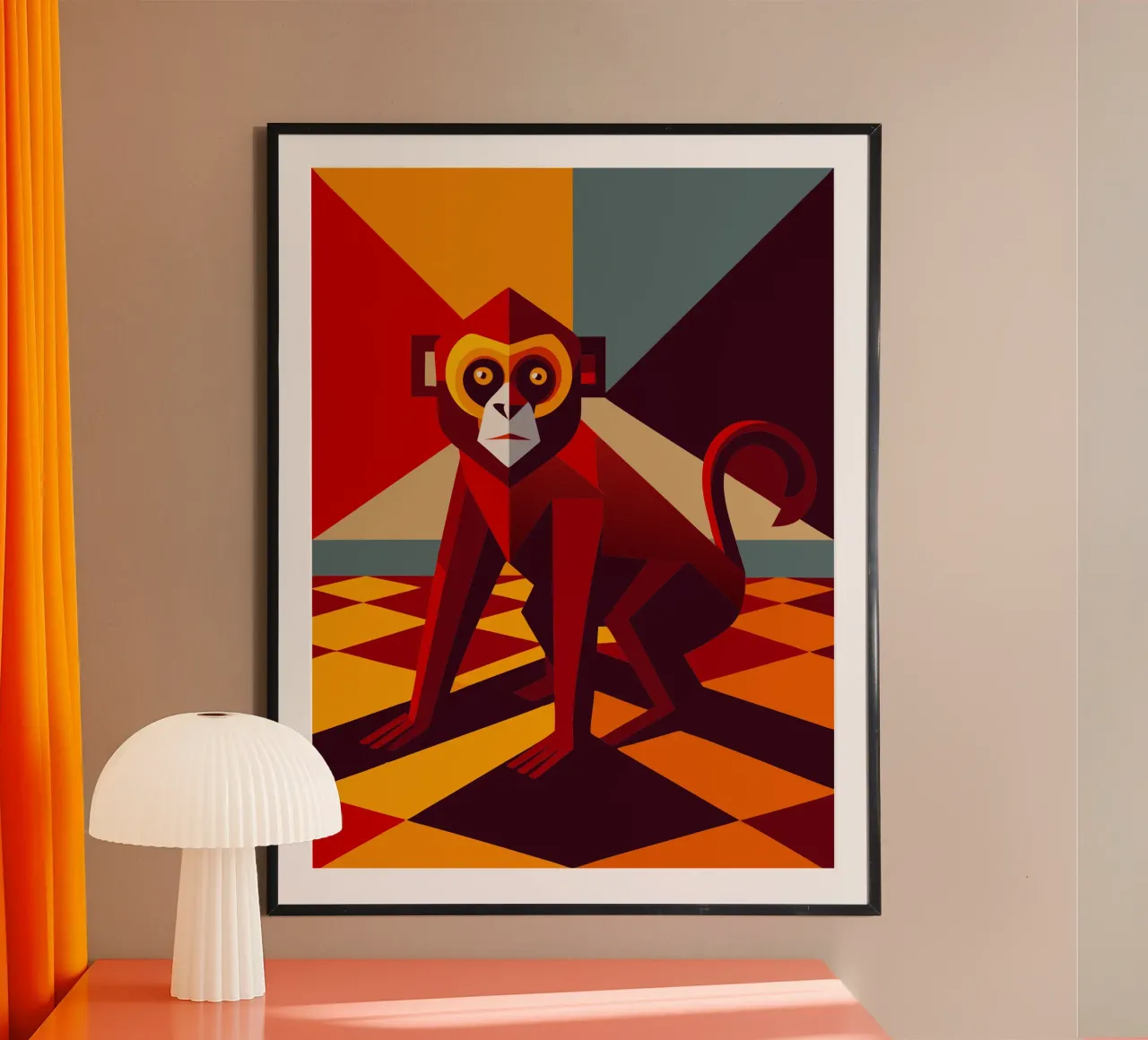monkey vector art drawing poster by alghonee
