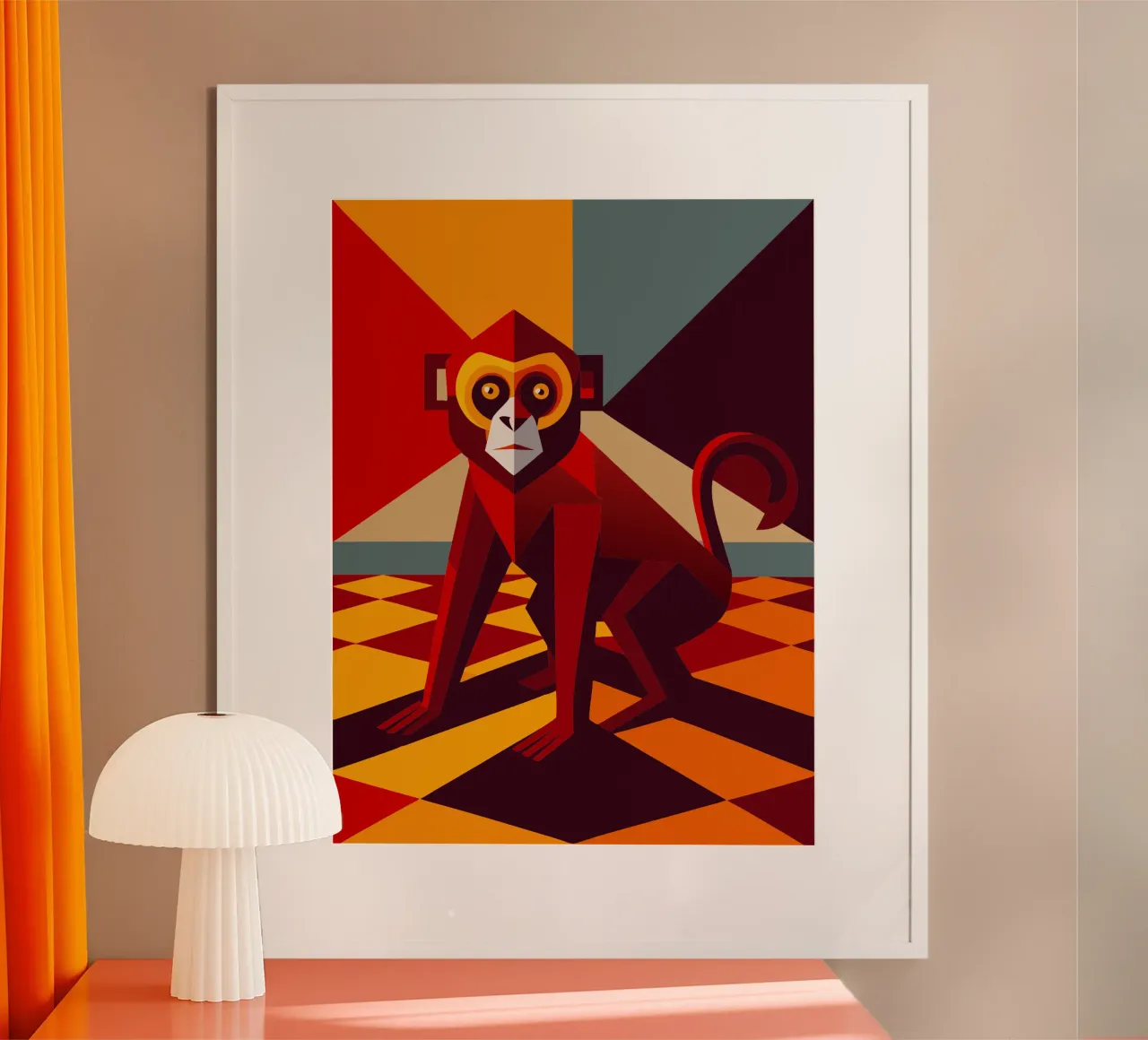 monkey vector art drawing poster by alghonee