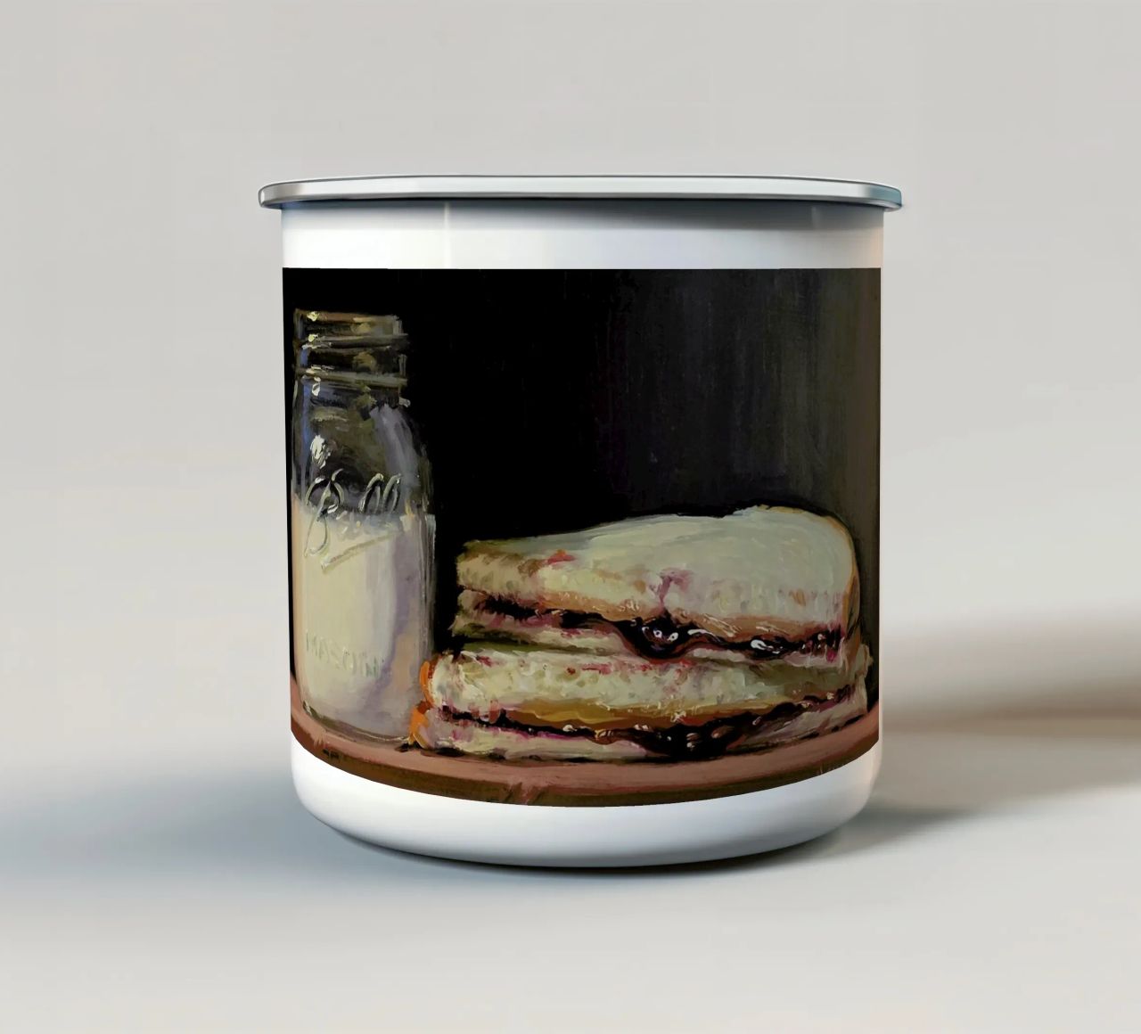Pbj & Jar Of Milk tazza in smalto da Noah Verrier