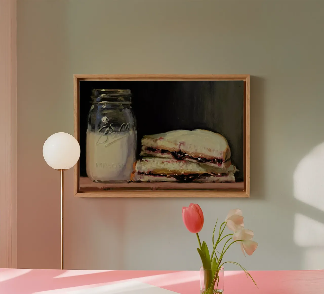 Pbj & Jar Of Milk tela con Cornice a cassetta da Noah Verrier