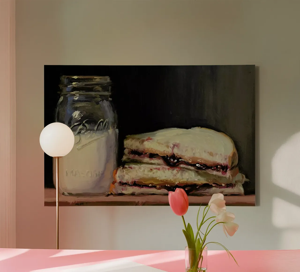 Pbj & Jar Of Milk tela con Cornice a cassetta da Noah Verrier