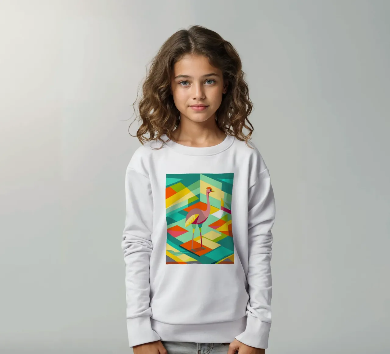 disegno vettoriale dello struzzo felpa bambino da alghonee
