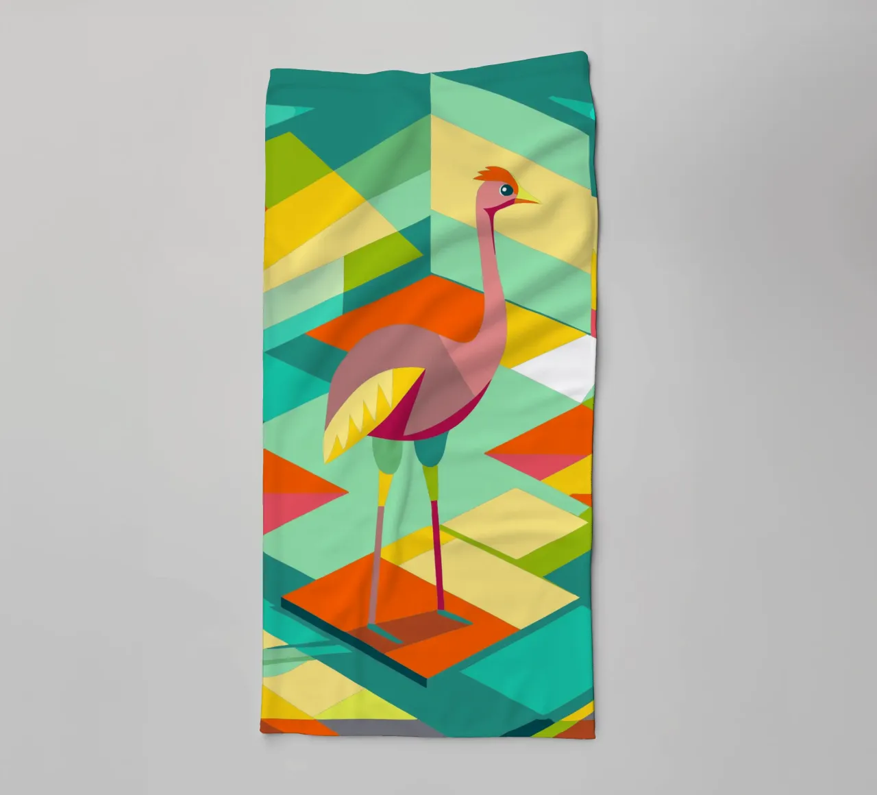 ostrich vector art drawing towel by alghonee