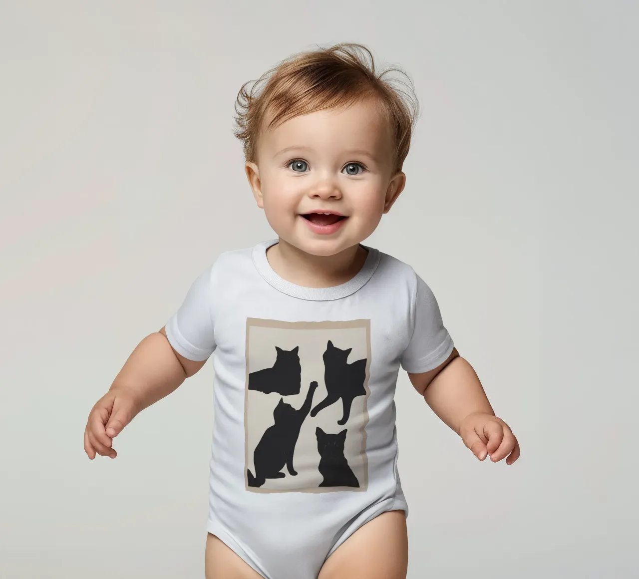The Abstract Black Cats Kurzarm Babybody von Nadjaa