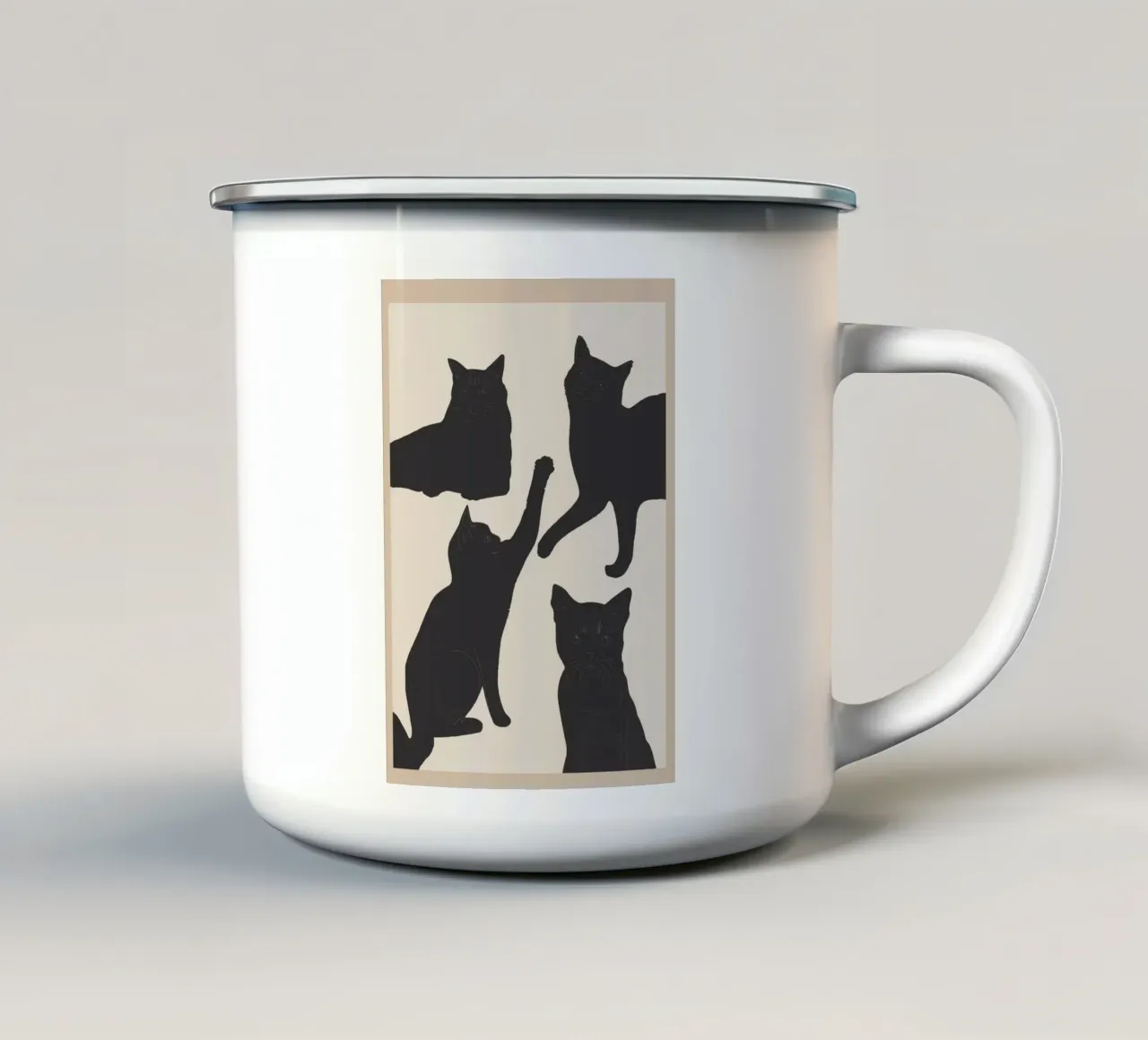 The Abstract Black Cats tazza in smalto da Nadjaa