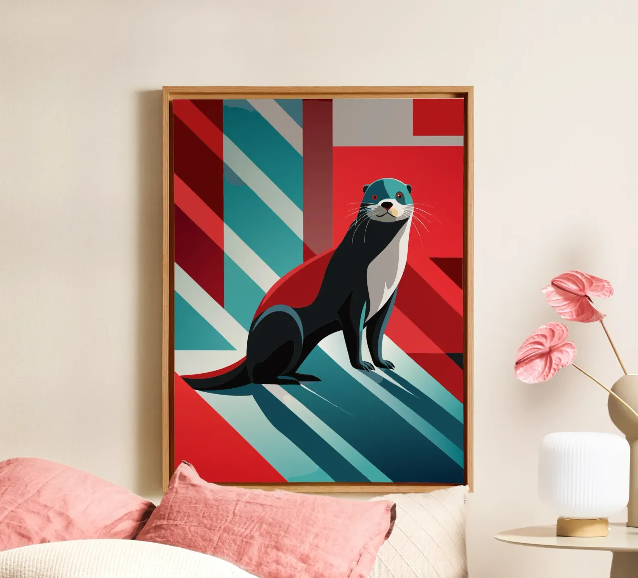 otter vector kunst tekening canvas met Baklijst van alghonee
