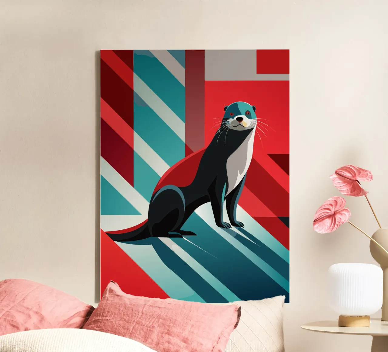 otter vector kunst tekening canvas met Baklijst van alghonee