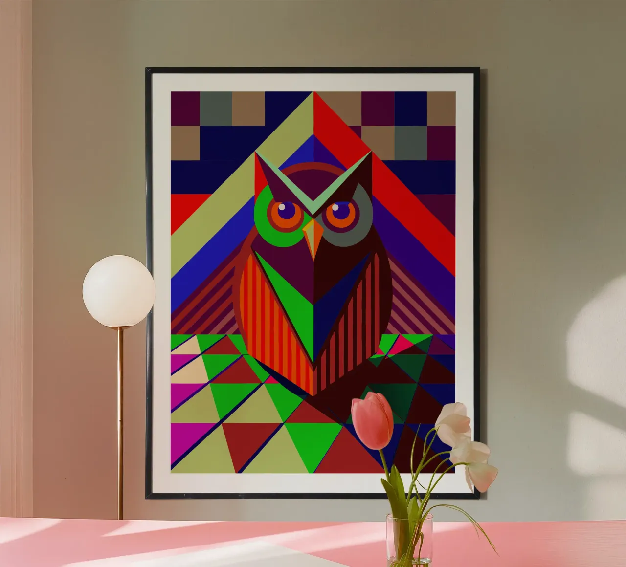 eule vektor kunst zeichnung Poster mit Holzrahmen von alghonee