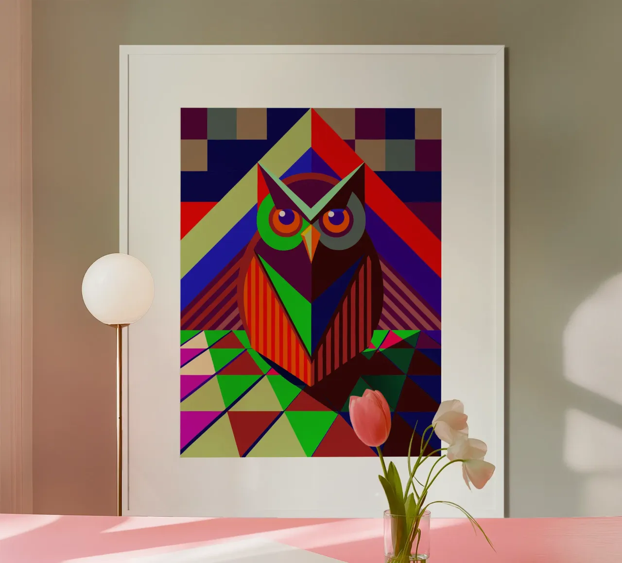 eule vektor kunst zeichnung Poster mit Holzrahmen von alghonee