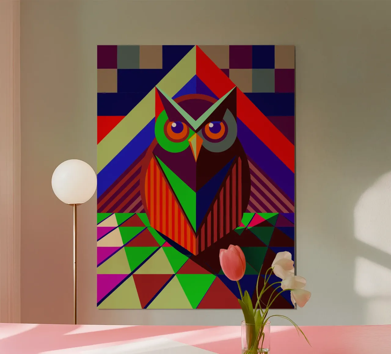 eule vektor kunst zeichnung Poster mit Holzrahmen von alghonee