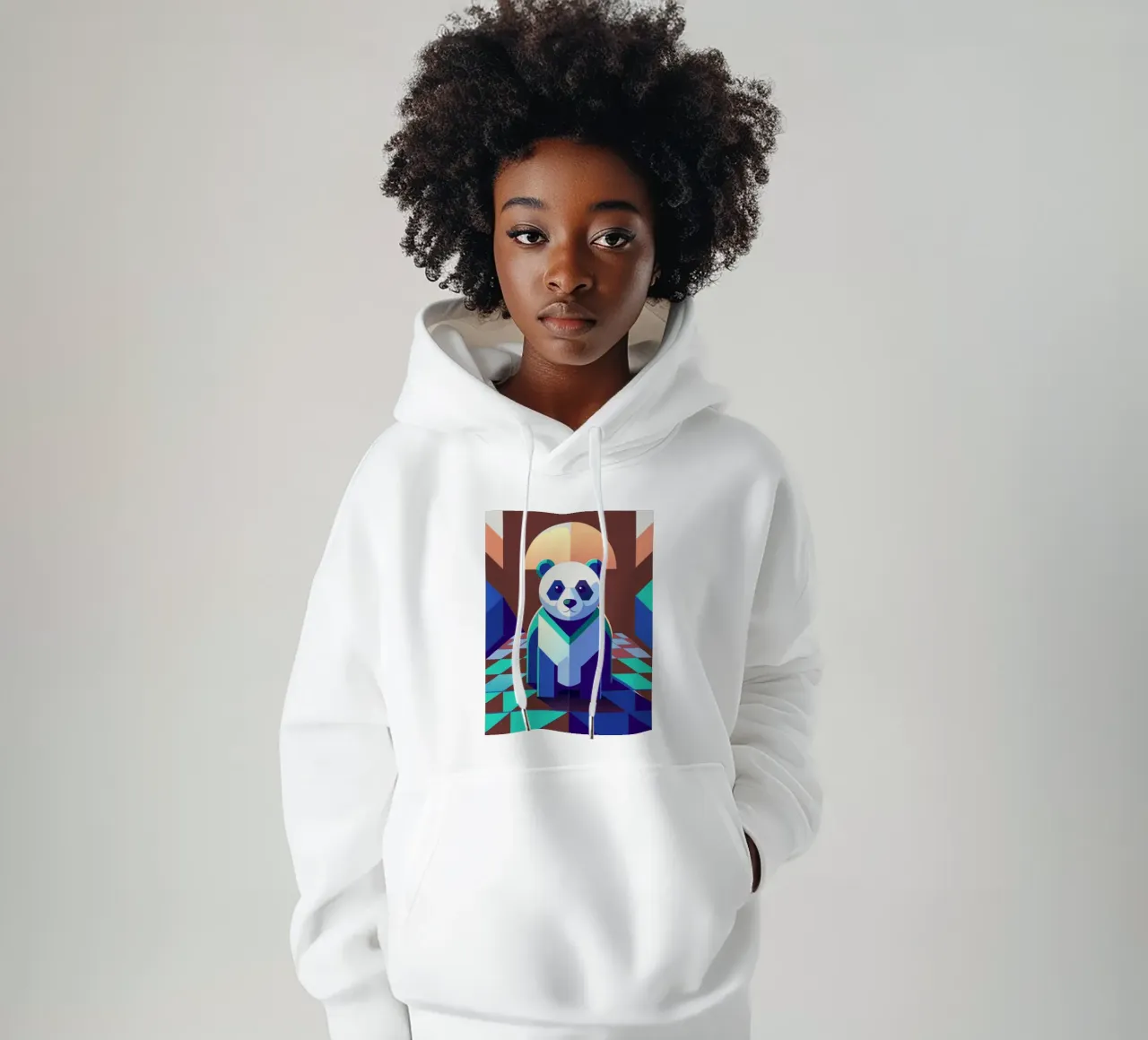 panda dibujo vectorial sudadera con capucha de alghonee