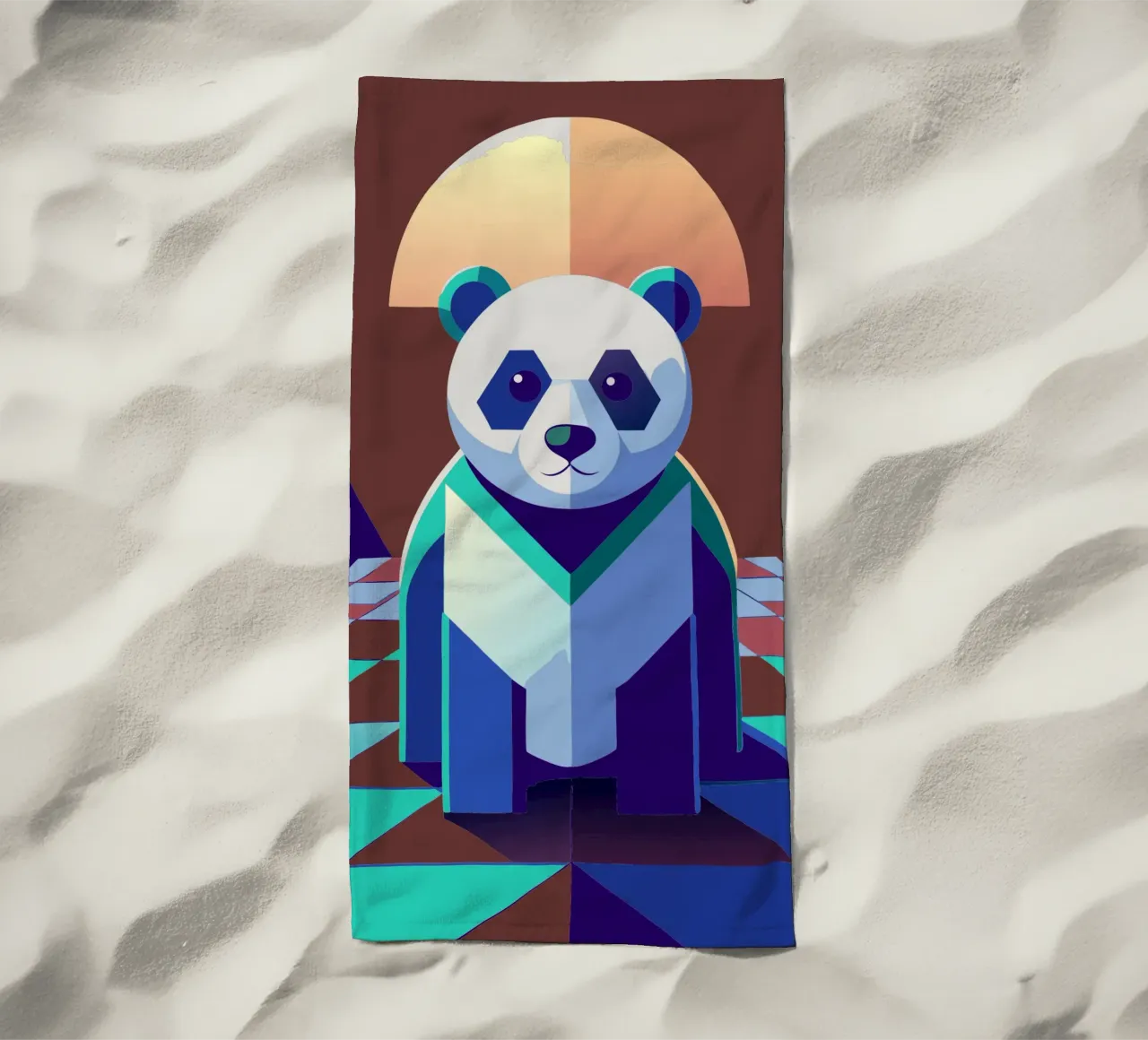 panda vector art drawing beach towel by alghonee