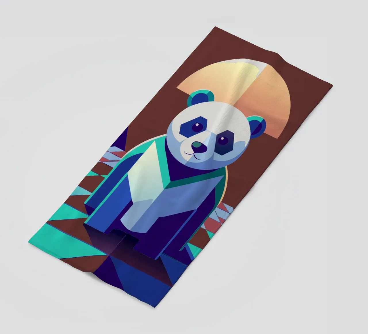 panda vector art drawing beach towel by alghonee
