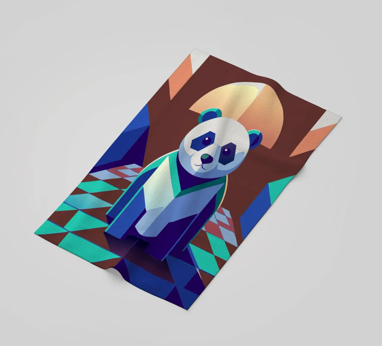 panda vector art drawing beach towel by alghonee
