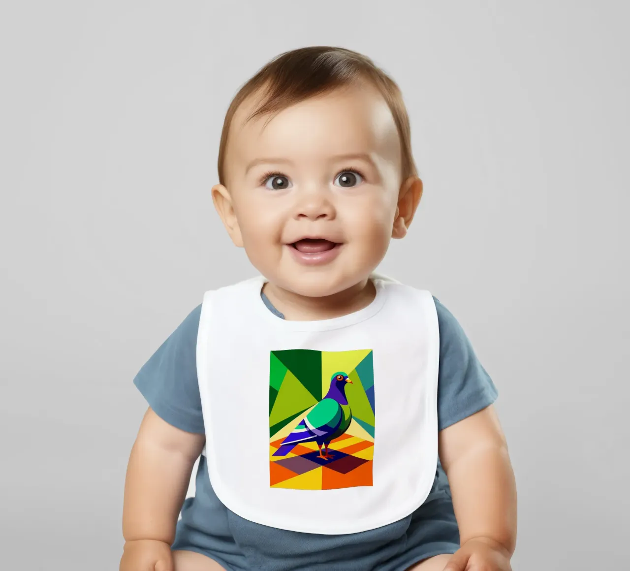 pigeon vector art drawing baby bib by alghonee