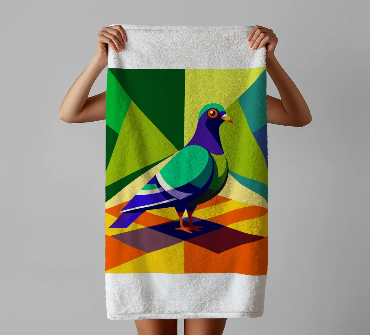 duif vector kunst tekening badhanddoek van alghonee