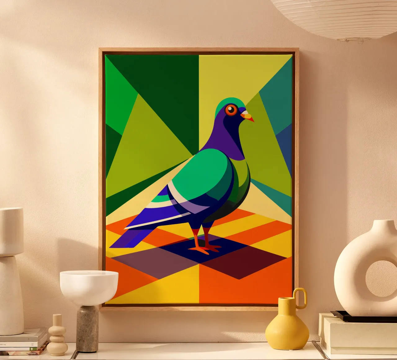 duif vector kunst tekening canvas met Baklijst van alghonee