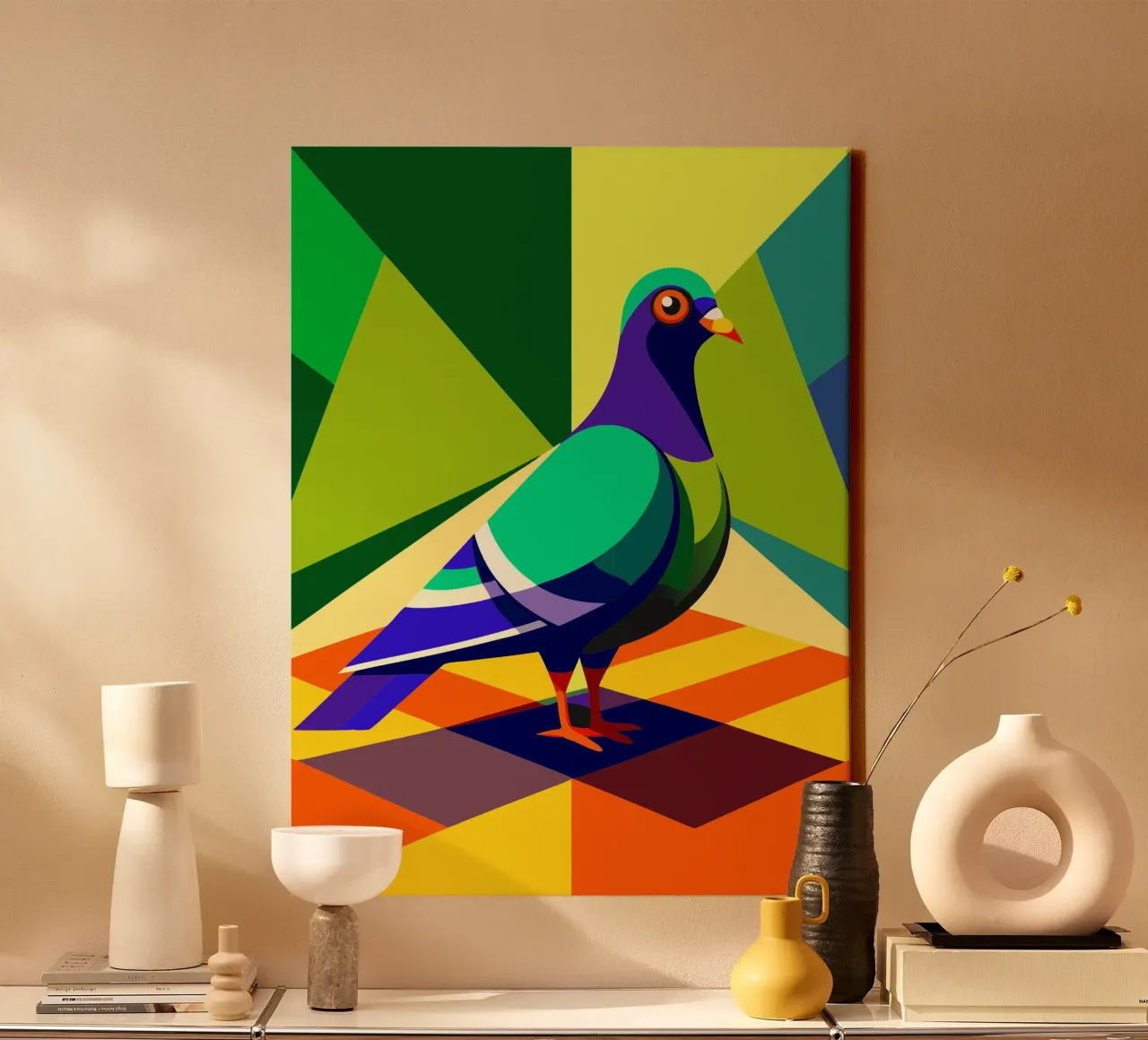 duif vector kunst tekening canvas met Baklijst van alghonee