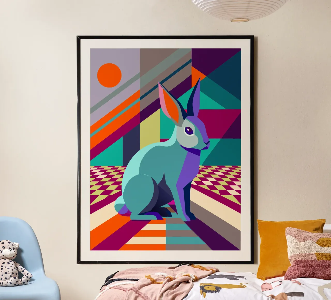 dessin vectoriel d'un lapin poster avec cadre en aluminium de alghonee