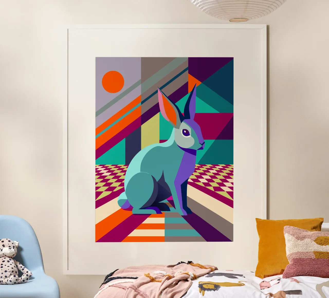 dessin vectoriel d'un lapin poster avec cadre en aluminium de alghonee