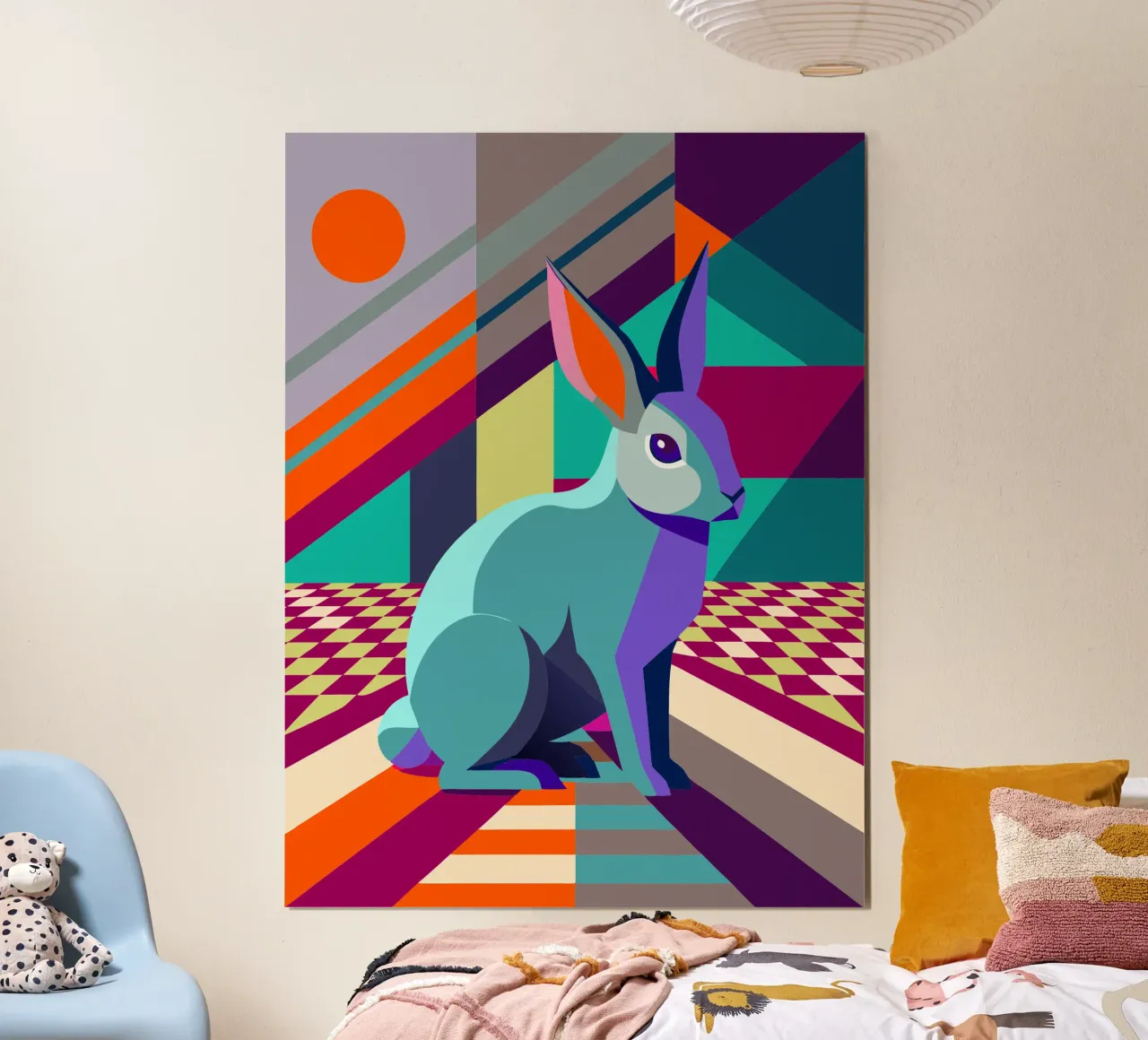 dessin vectoriel d'un lapin poster avec cadre en aluminium de alghonee