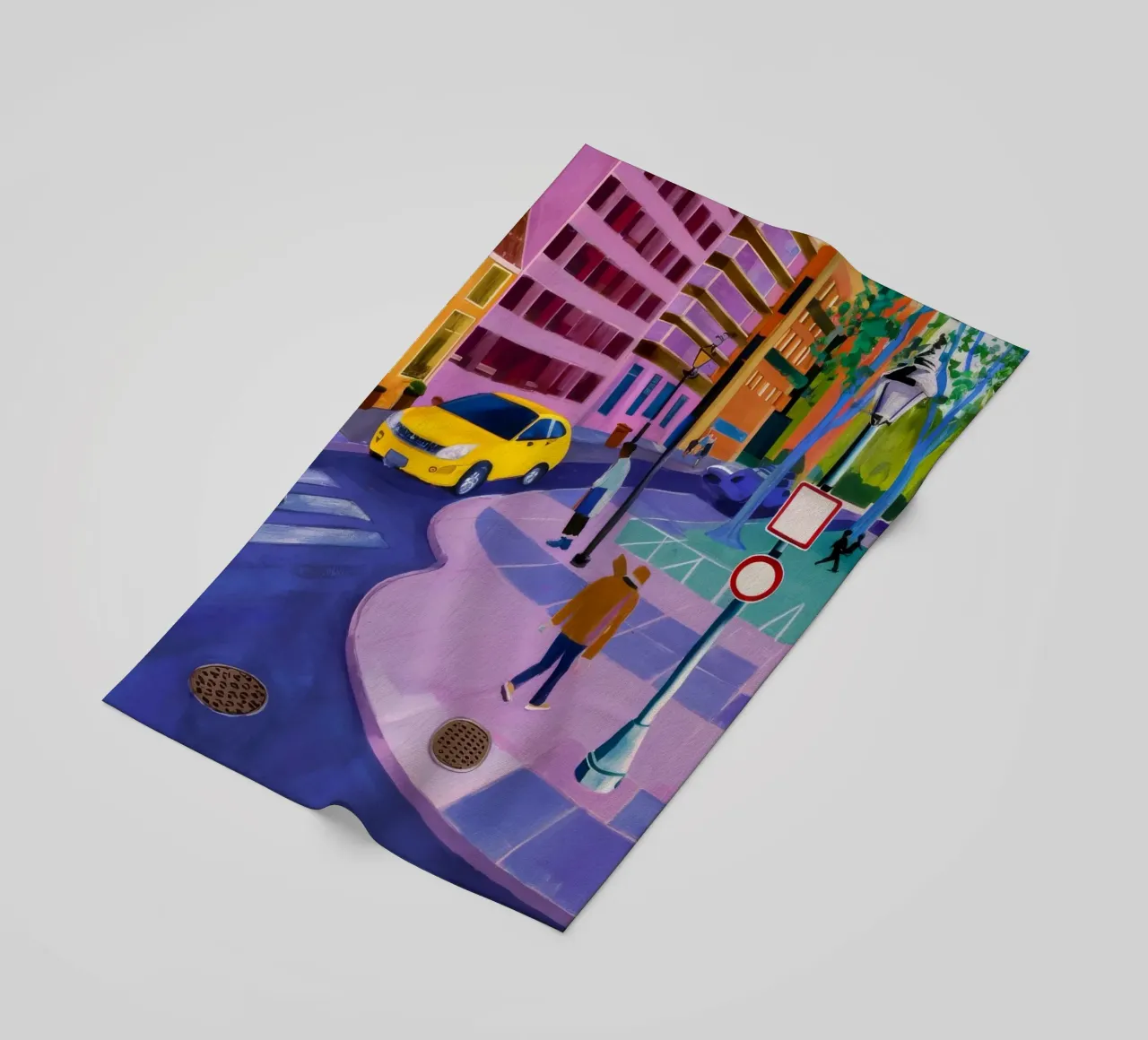 Walking the Crosswalk beach towel by Silk Palette