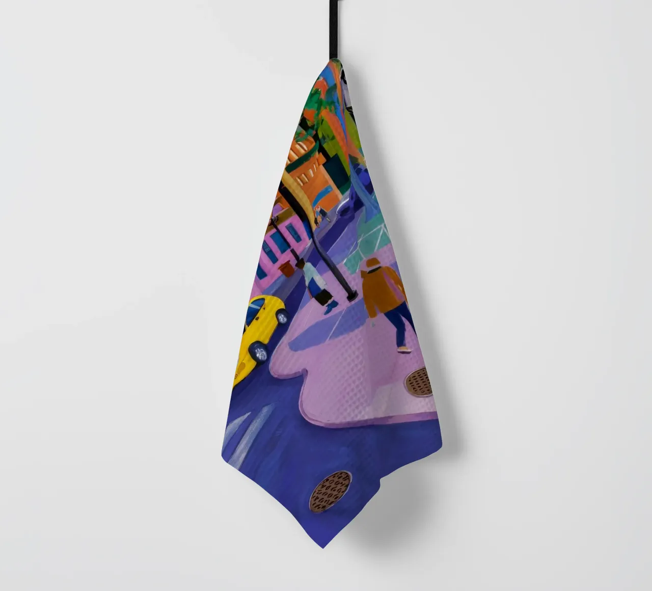 Walking the Crosswalk tea towel by Silk Palette