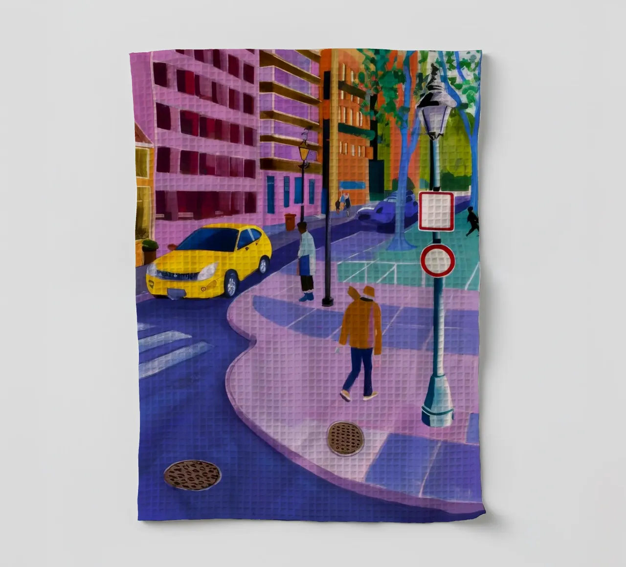 Walking the Crosswalk tea towel by Silk Palette