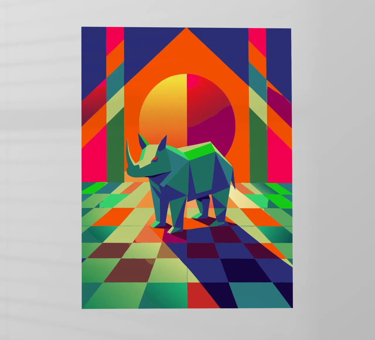 rhinoceros vector art drawing backlit film by alghonee
