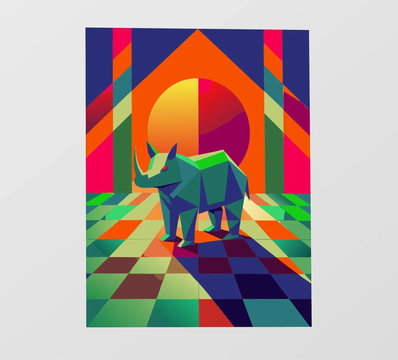 rhinoceros vector art drawing backlit film by alghonee