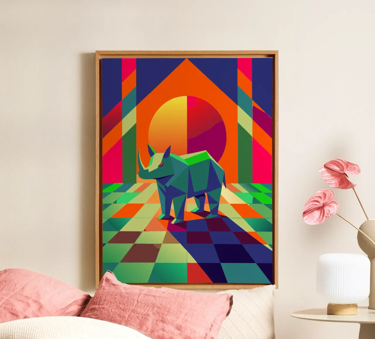 nashorn vektor kunst zeichnung Leinwand von alghonee