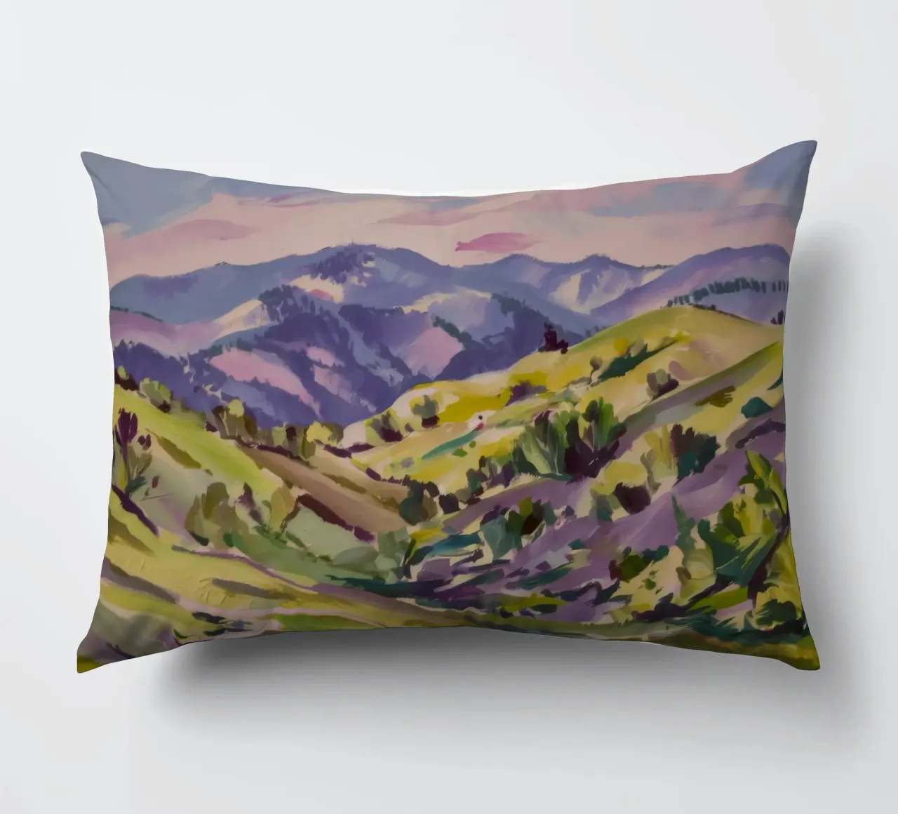 Pastel Hills Pathway decorative cushion by Celestial Harmony