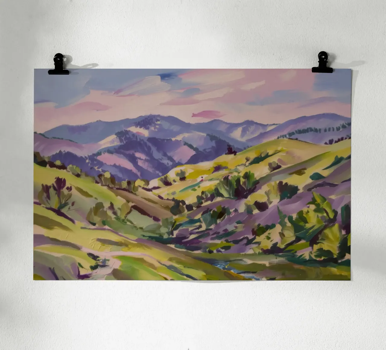 Sentiero delle colline pastello poster con telaio in alluminio da Celestial Harmony