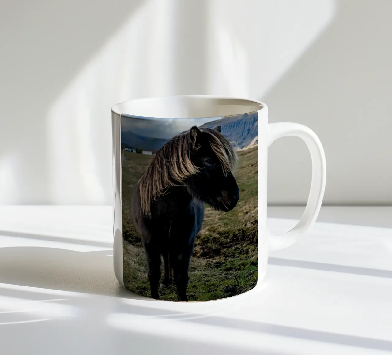 black mountains horse ceramic mug by Horsire
