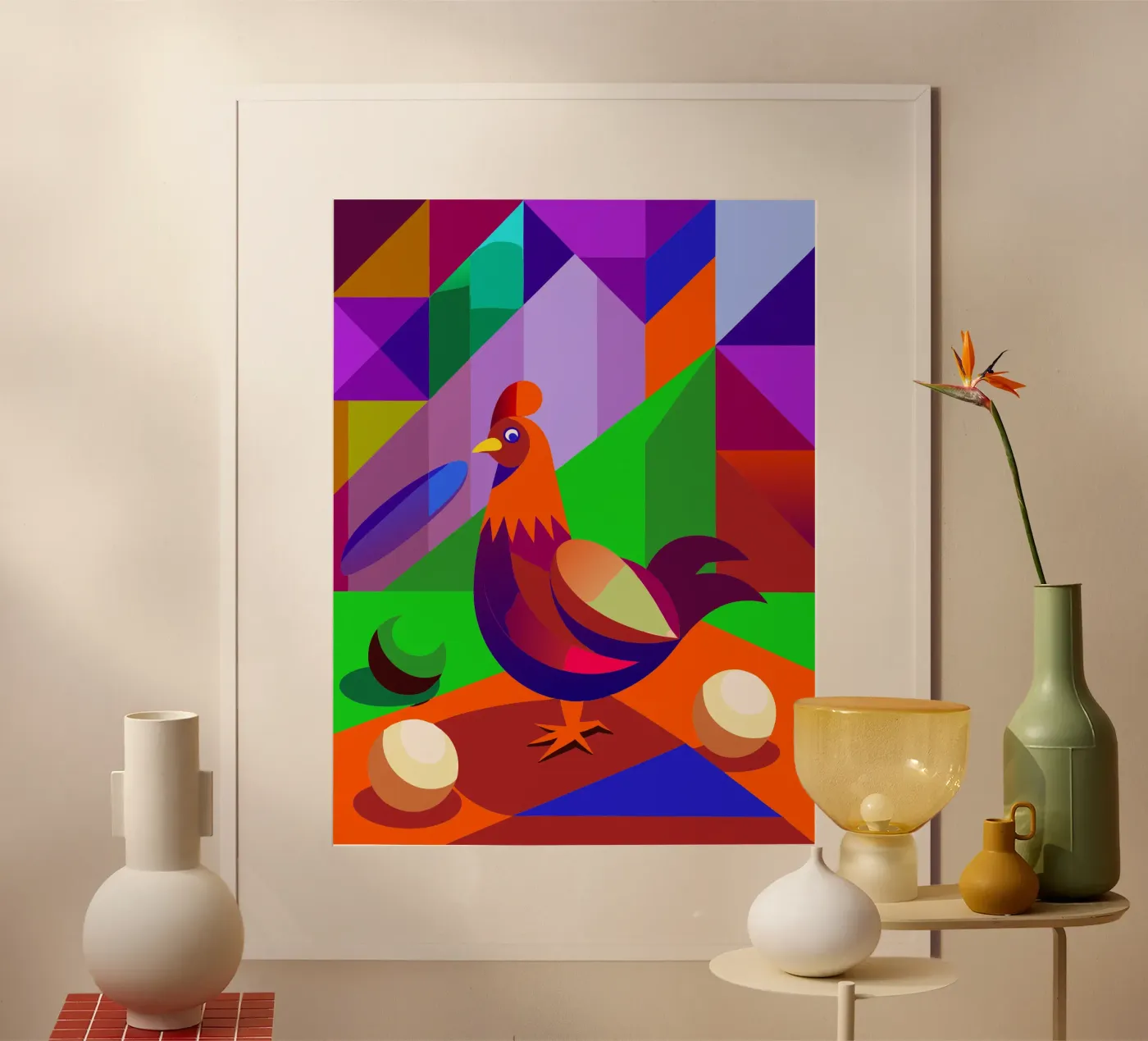 rooster vector art drawing poster by alghonee