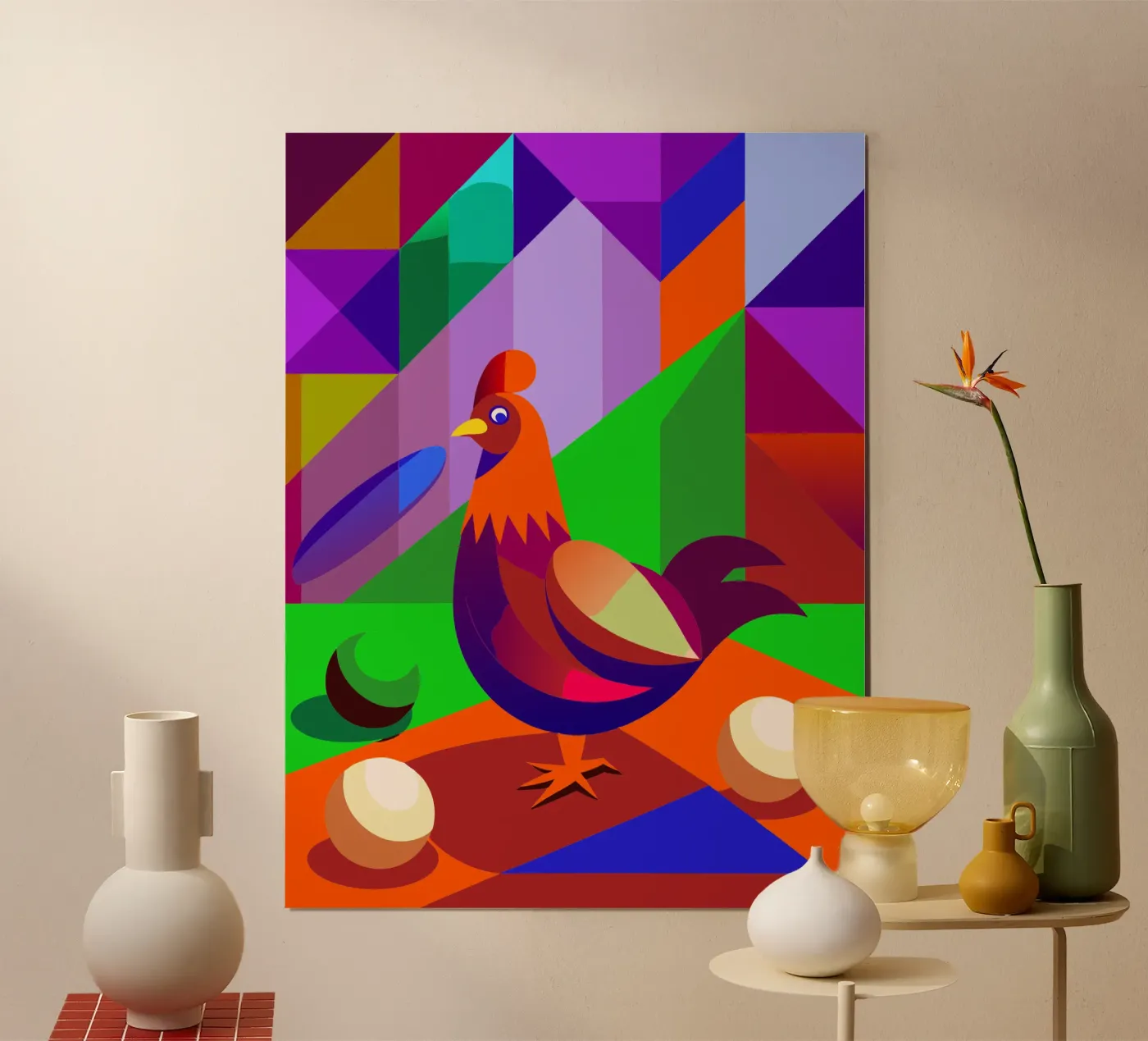 rooster vector art drawing poster by alghonee