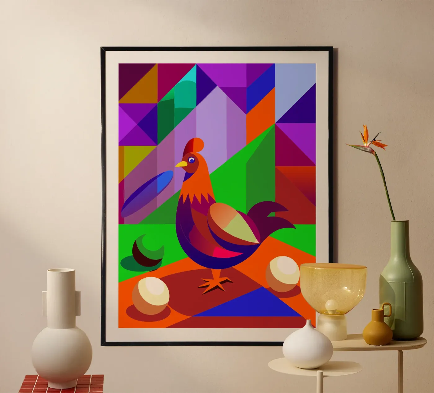 rooster vector art drawing poster by alghonee