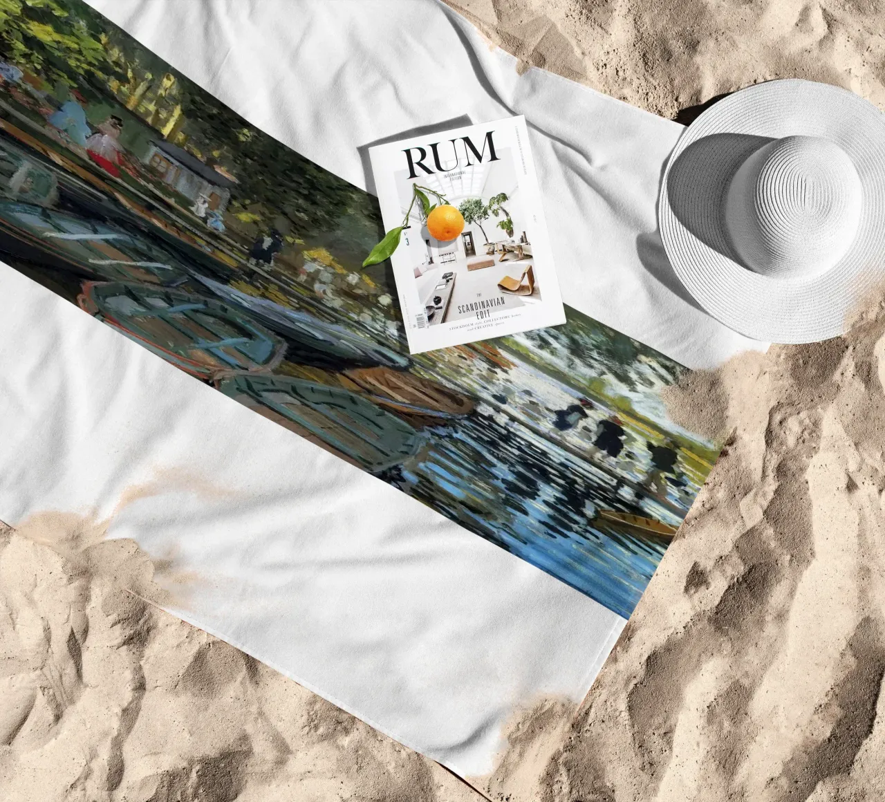 luogo di balneazione e di navigazione popolare sul fiume Senna telo mare da SMG Store
